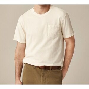 J.Crew Vintage Jersey Relaxed Pocket T-Shirt Mens Large Ivory Cotton NWOT Retro